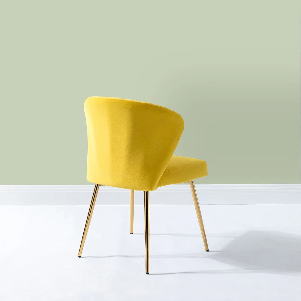 Luna Modern Glam Upholstered Tufted Back Side Accent Dining Chair with Small Base