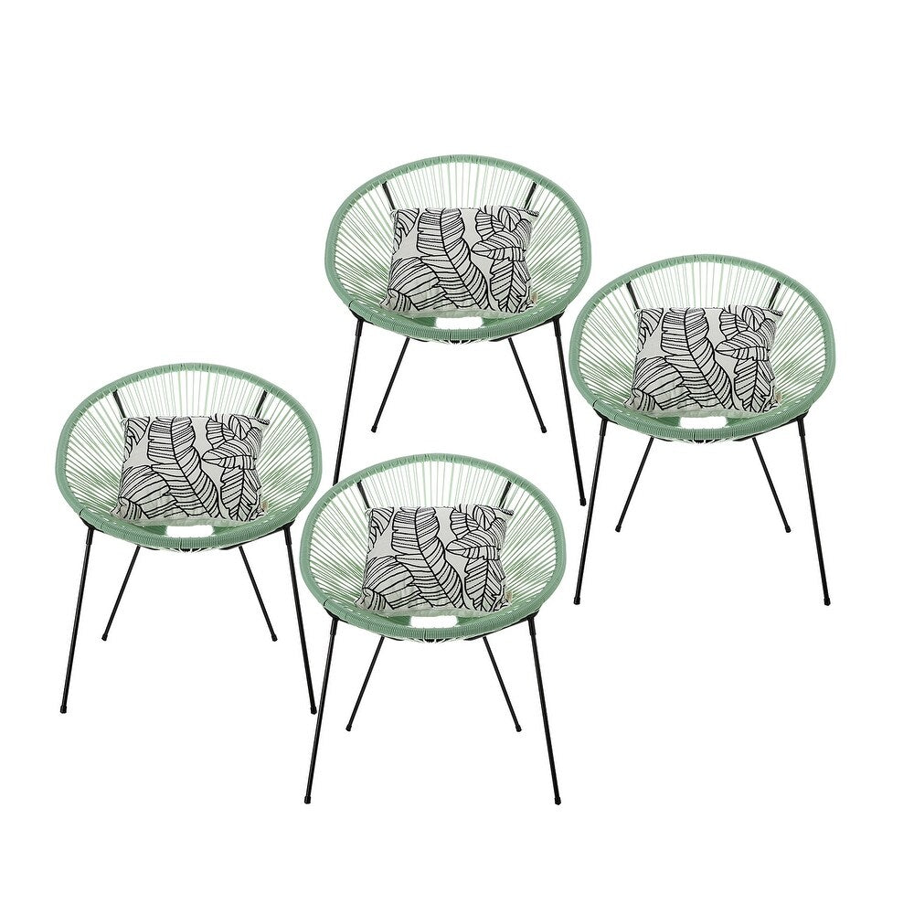 Luvia Outdoor Woven Patio Chair with Pillow Set of 4