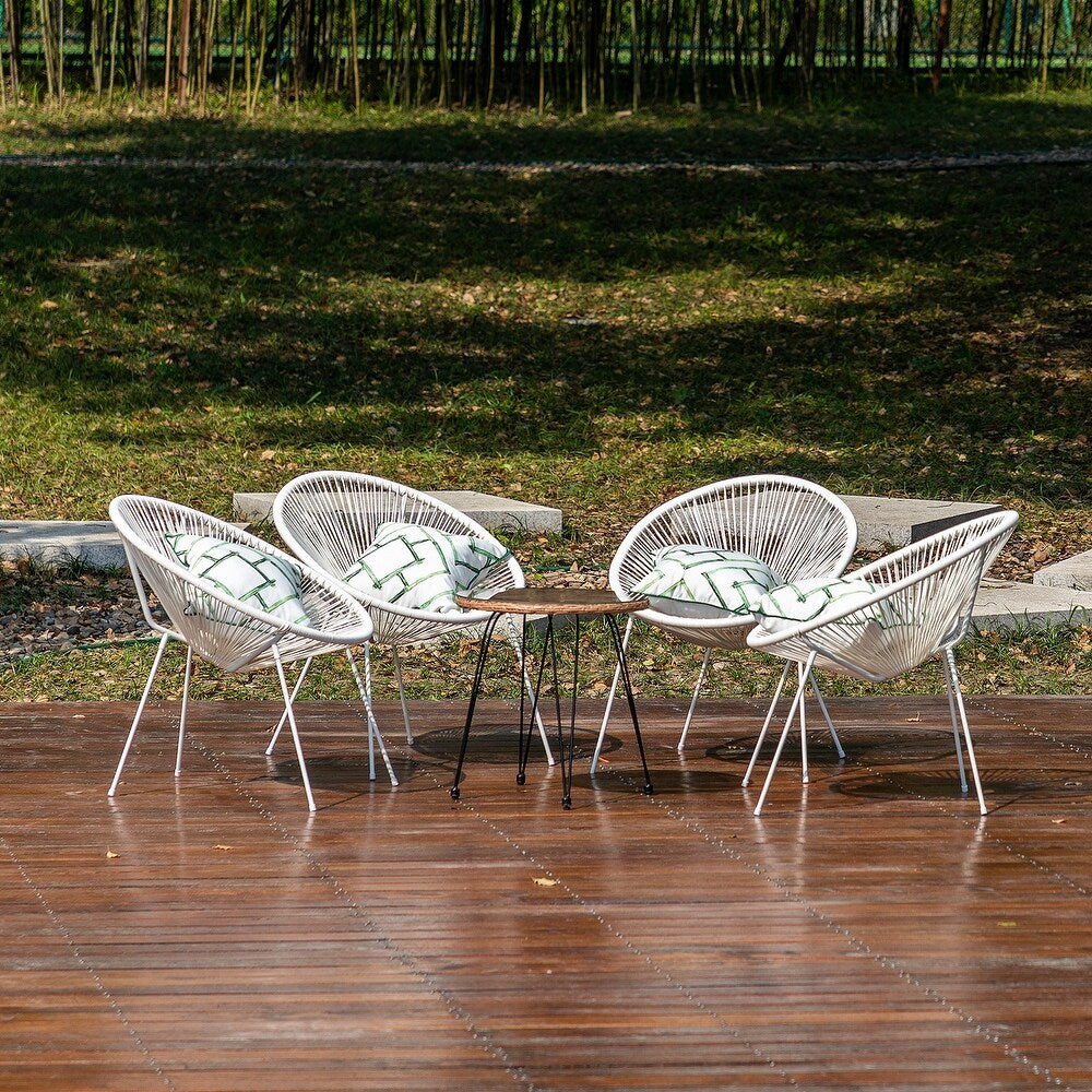 Luvia Outdoor Woven Patio Chair with Pillow Set of 4