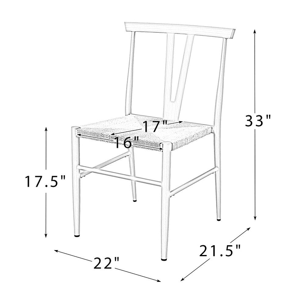Lyncestius Metal Frame Dining Weave Chair with Metal Legs Set of 2