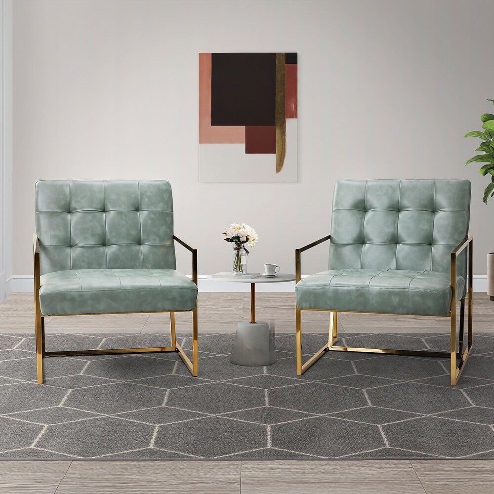 Mabel Armchair with Tufted Back and Seat Set of 2