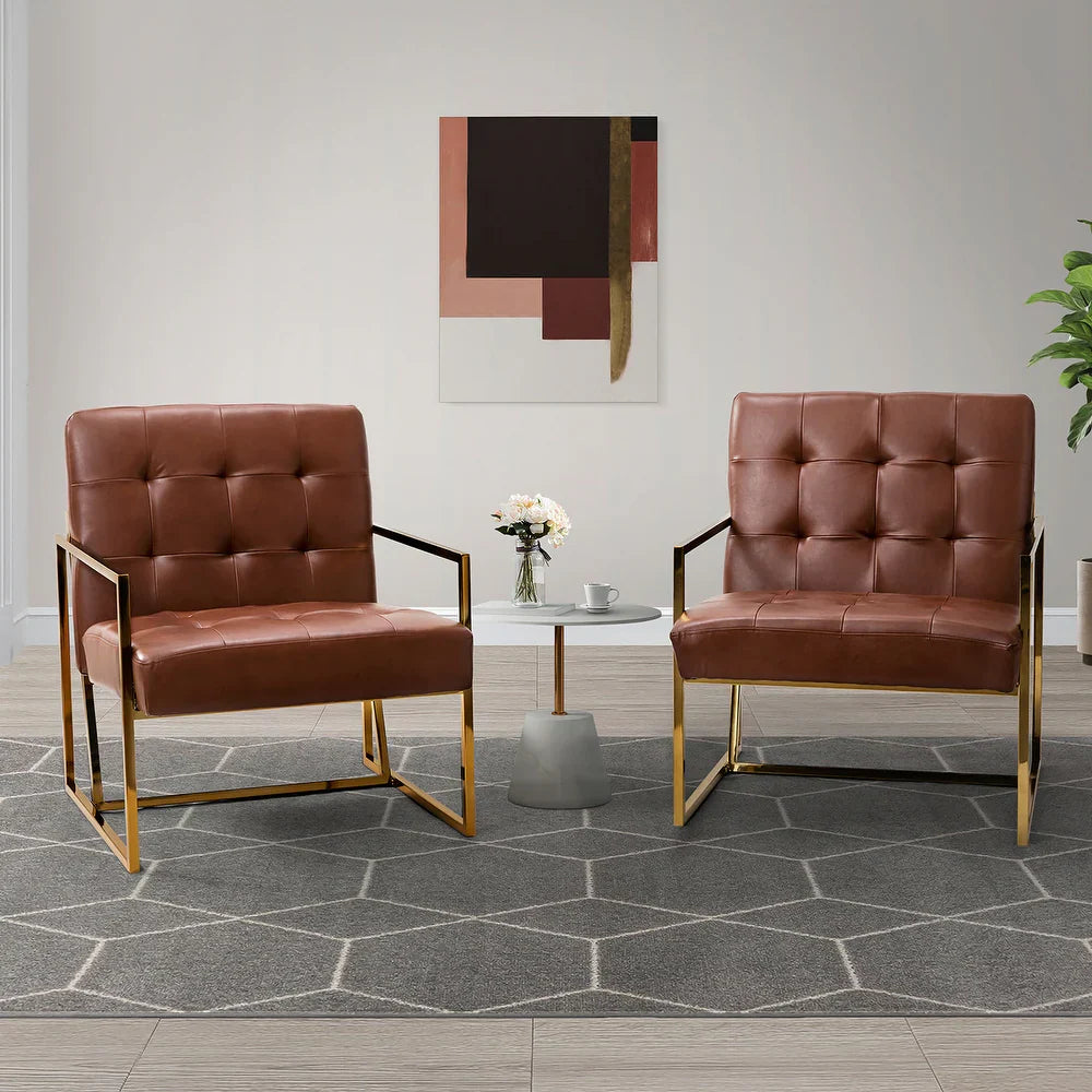 Mabel Armchair with Tufted Back and Seat Set of 2