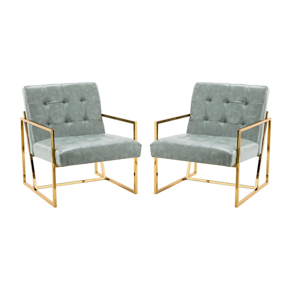 Mabel Armchair with Tufted Back and Seat Set of 2