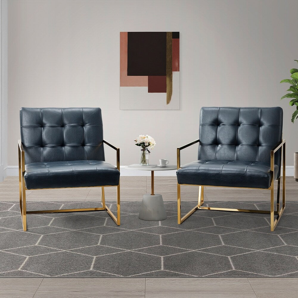 Mabel Armchair with Tufted Back and Seat Set of 2