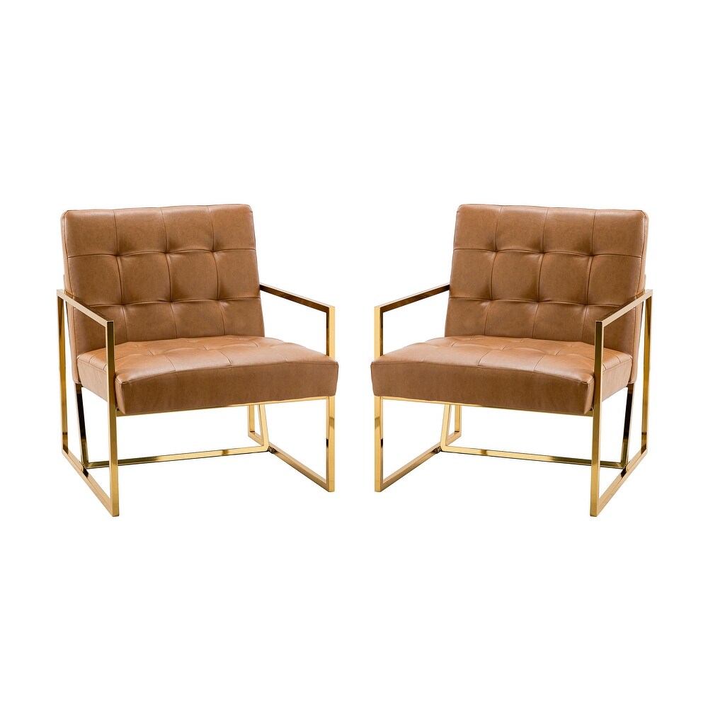 Mabel Armchair with Tufted Back and Seat Set of 2