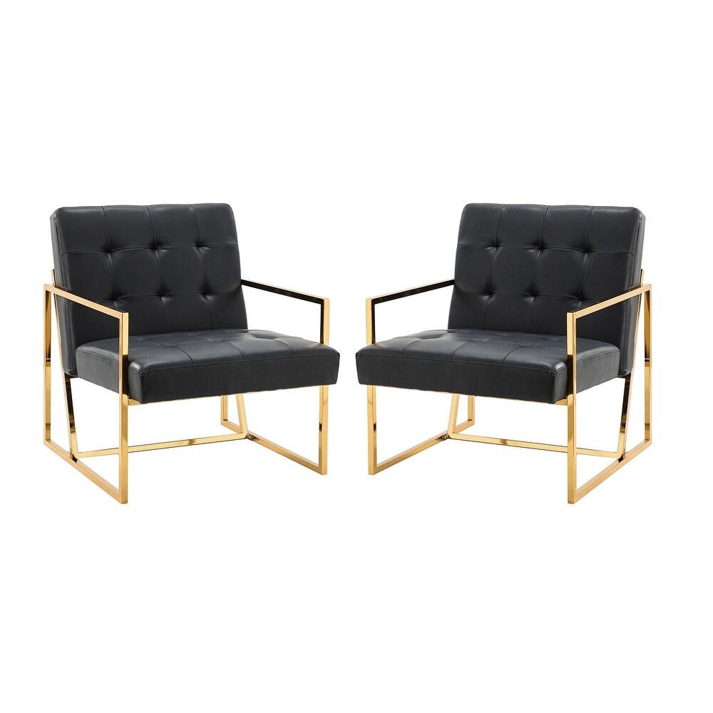 Mabel Armchair with Tufted Back and Seat Set of 2