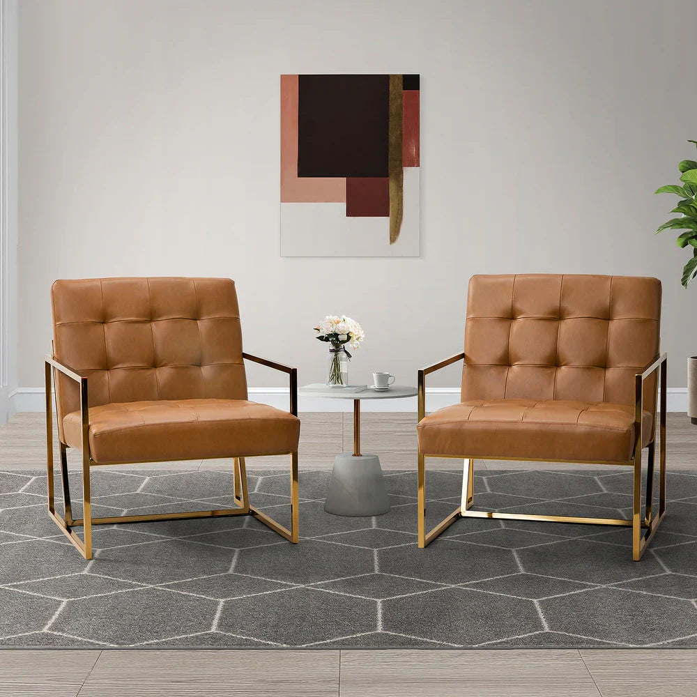 Mabel Armchair with Tufted Back and Seat Set of 2