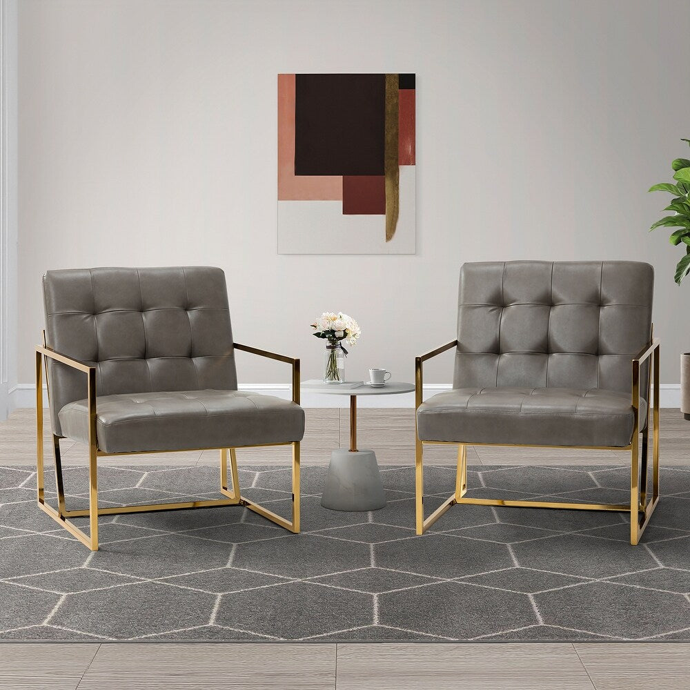 Mabel Armchair with Tufted Back and Seat Set of 2