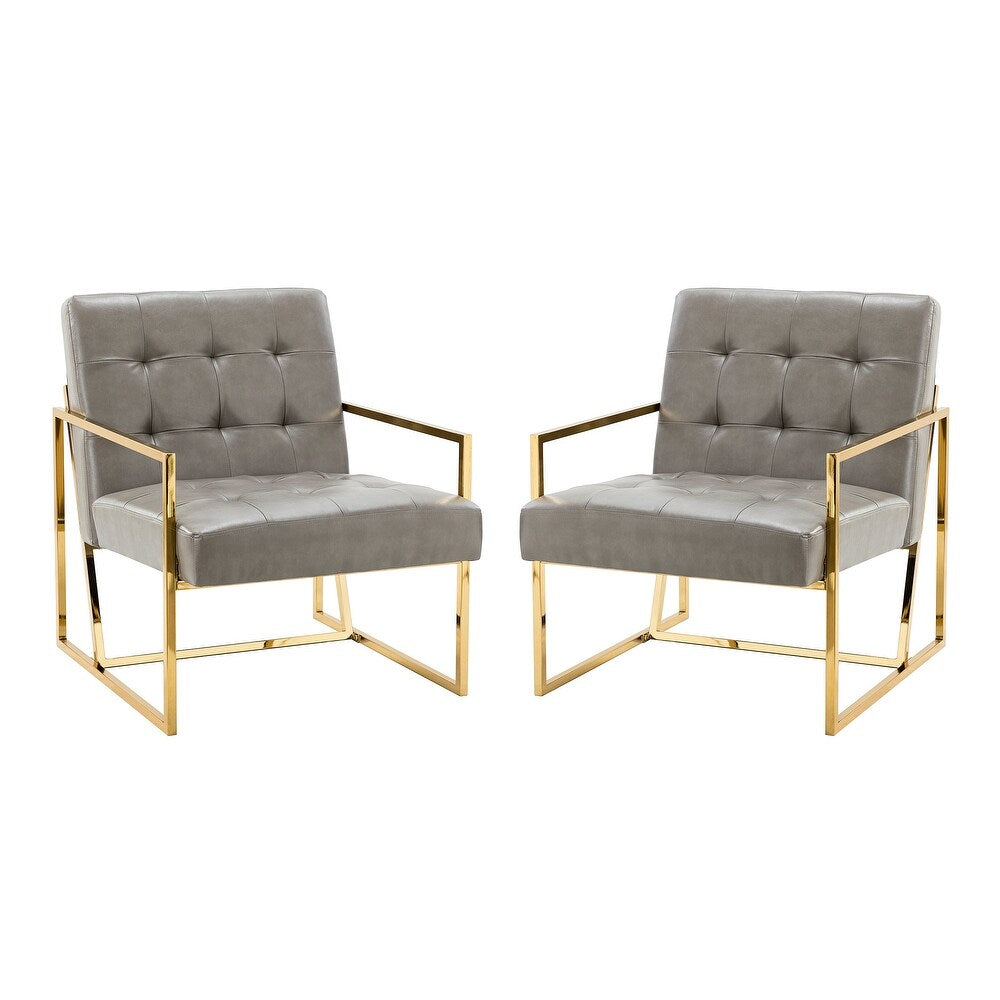 Mabel Armchair with Tufted Back and Seat Set of 2