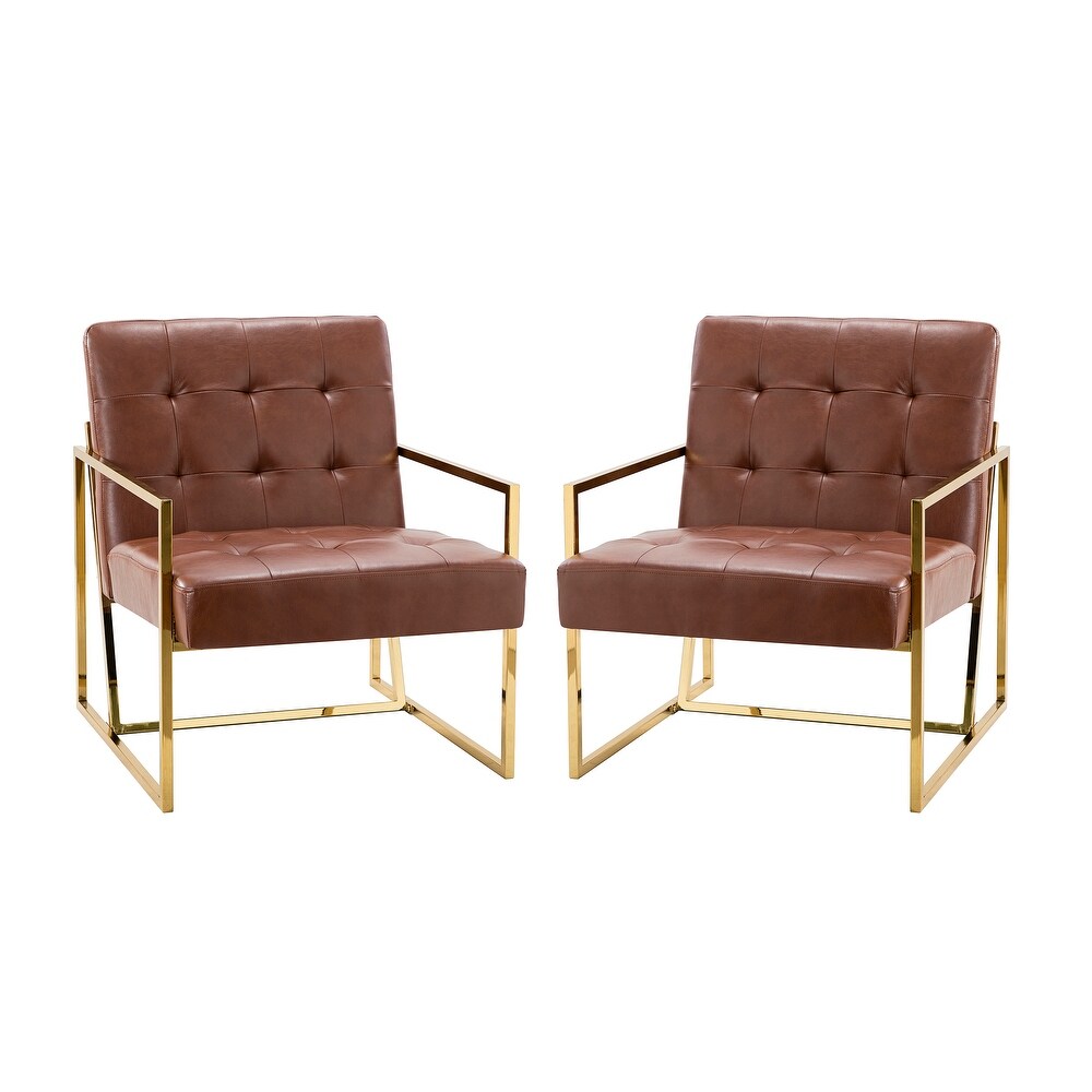 Mabel Armchair with Tufted Back and Seat Set of 2