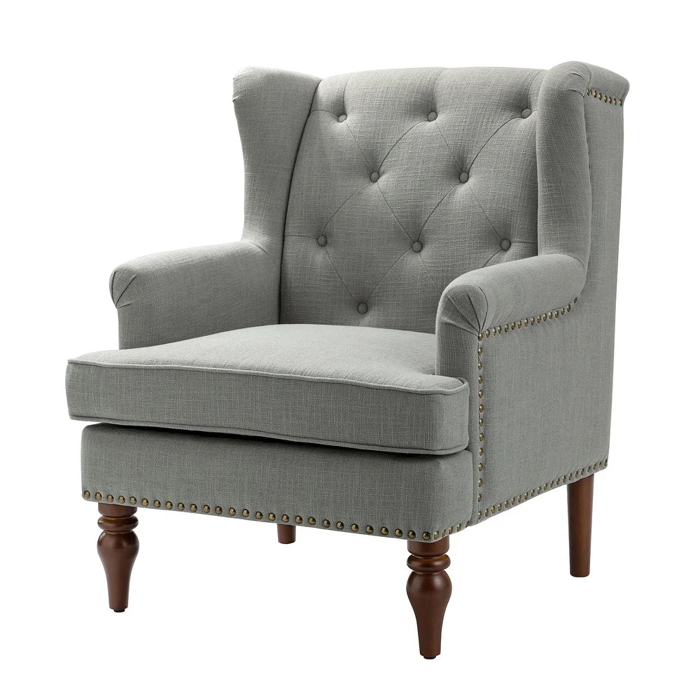 Maitê Transitional Armchair with Solid Wood Legs