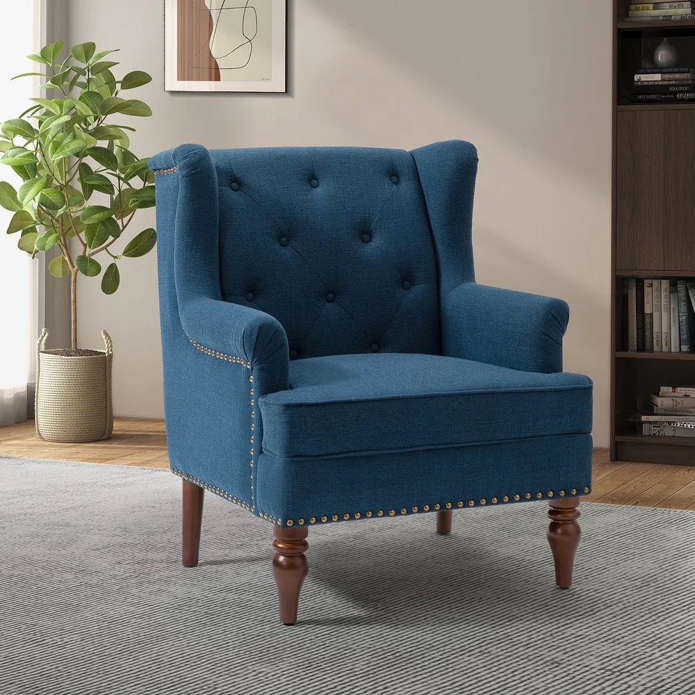 Maitê Transitional Armchair with Solid Wood Legs
