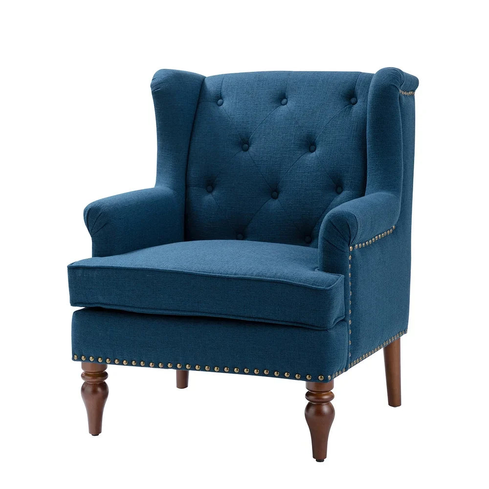 Maitê Transitional Armchair with Solid Wood Legs