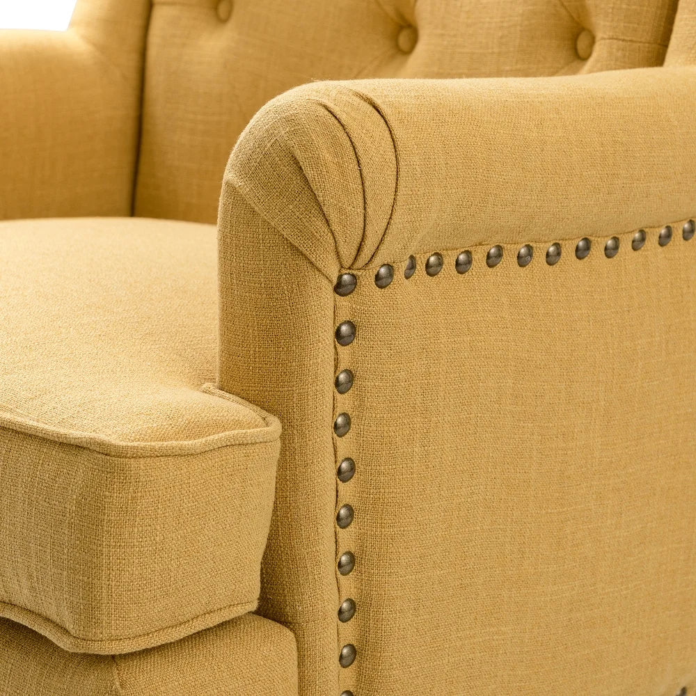 Maitê Transitional Armchair with Solid Wood Legs