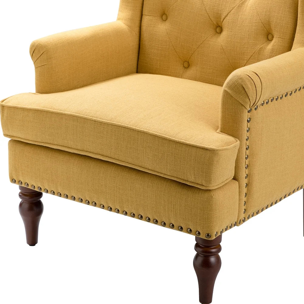 Maitê Transitional Armchair with Solid Wood Legs
