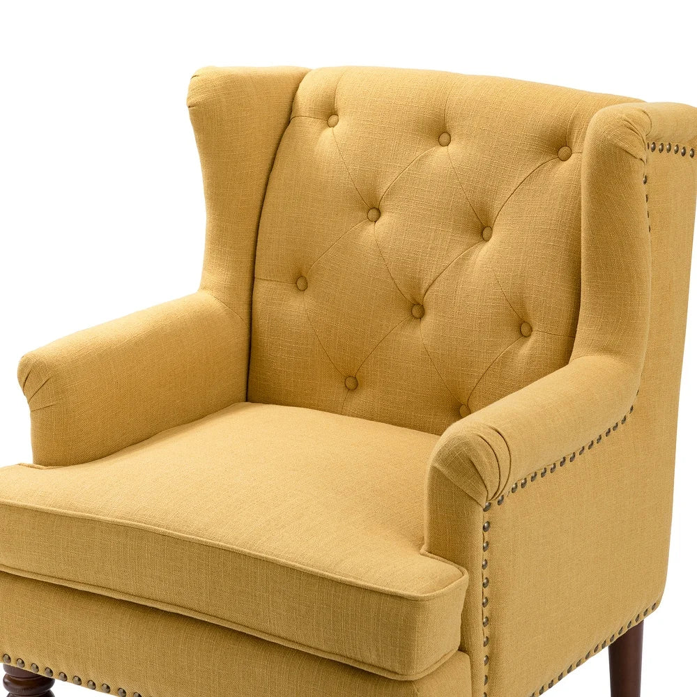 Maitê Transitional Armchair with Solid Wood Legs