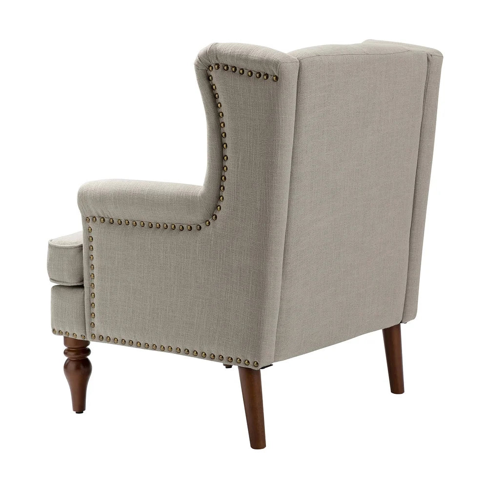 Maitê Transitional Armchair with Solid Wood Legs