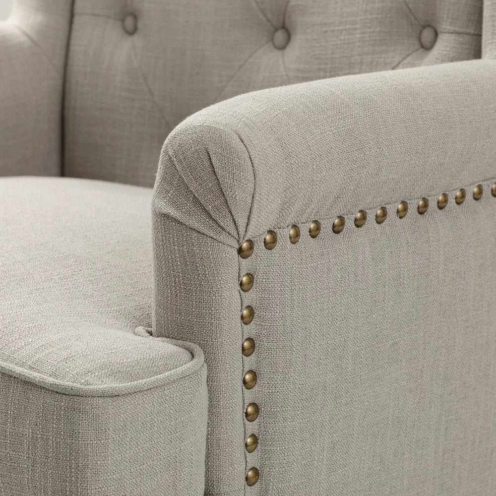 Maitê Transitional Armchair with Solid Wood Legs