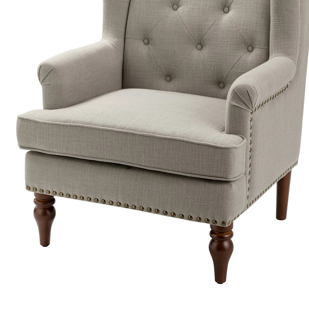 Maitê Transitional Armchair with Solid Wood Legs