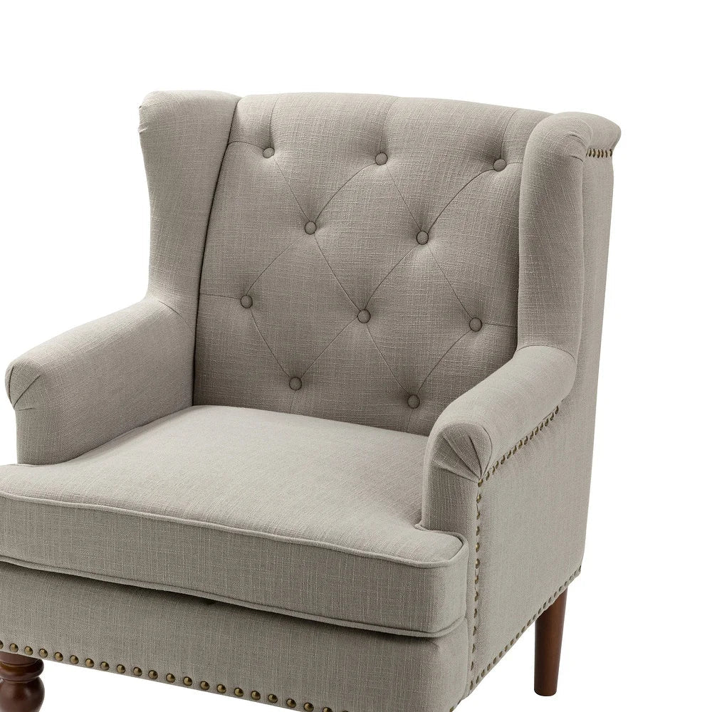 Maitê Transitional Armchair with Solid Wood Legs