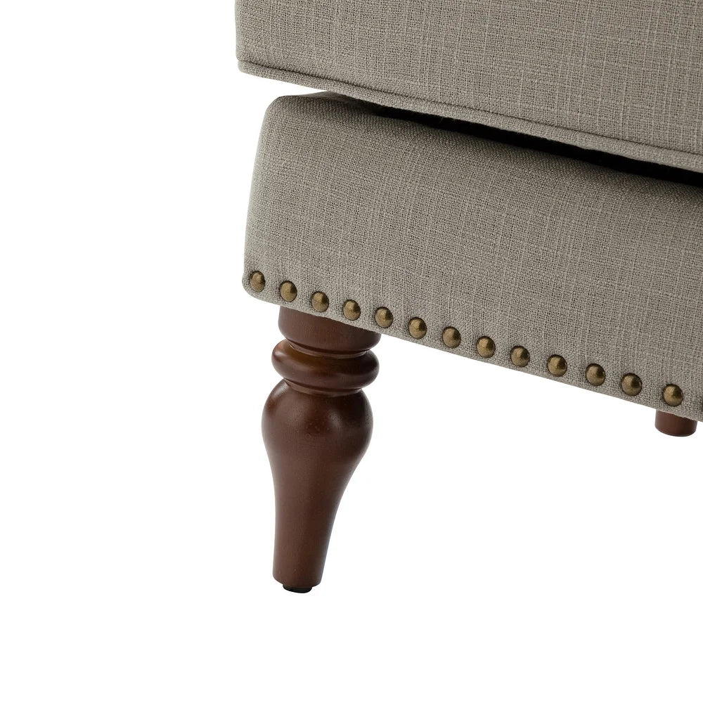 Maitê Transitional Armchair with Solid Wood Legs