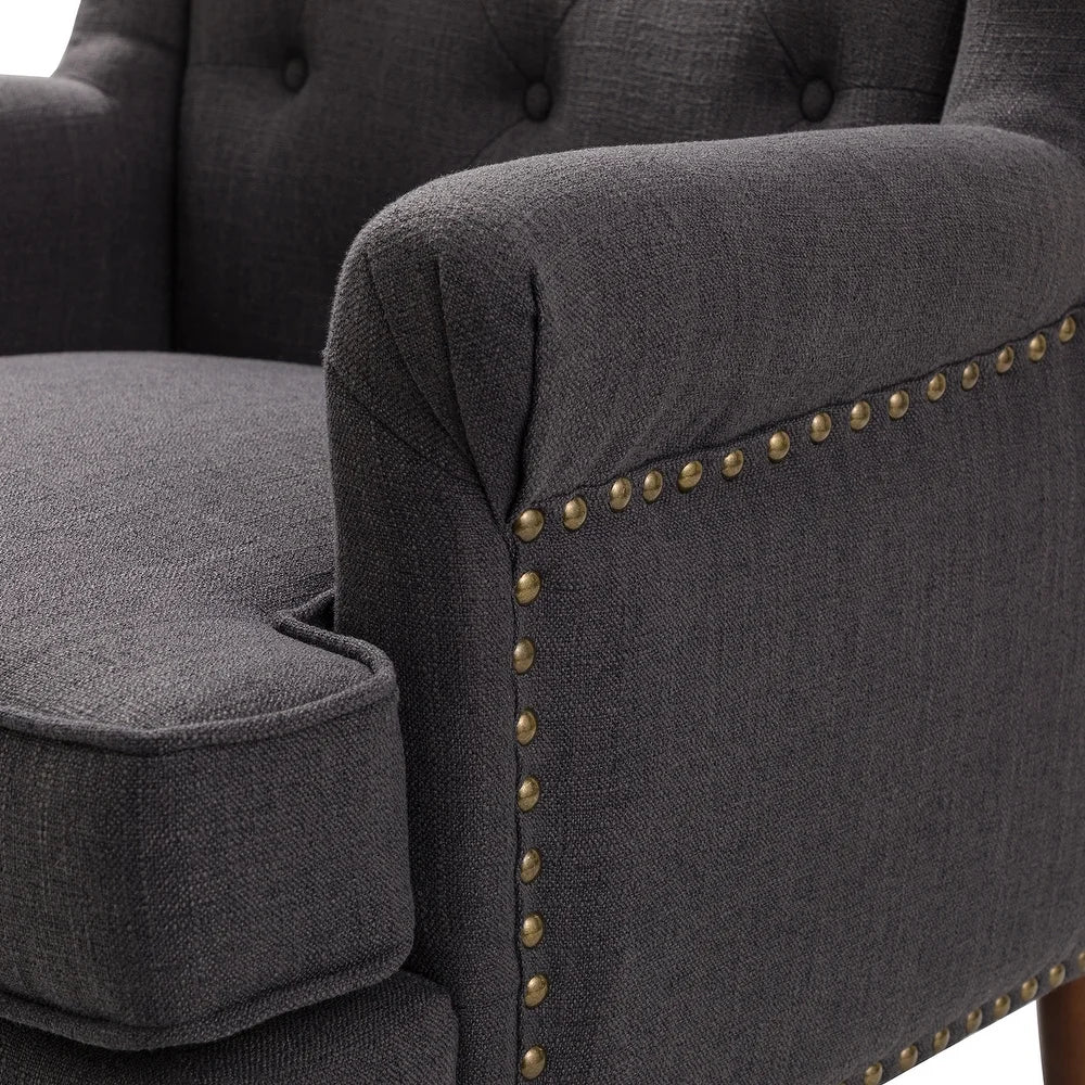 Maitê Transitional Armchair with Solid Wood Legs