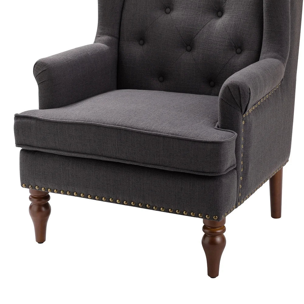 Maitê Transitional Armchair with Solid Wood Legs