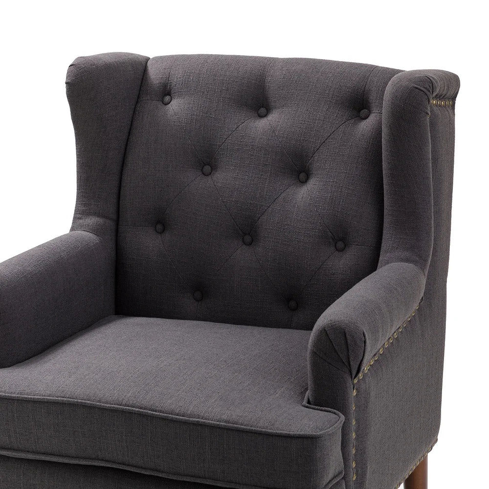Maitê Transitional Armchair with Solid Wood Legs
