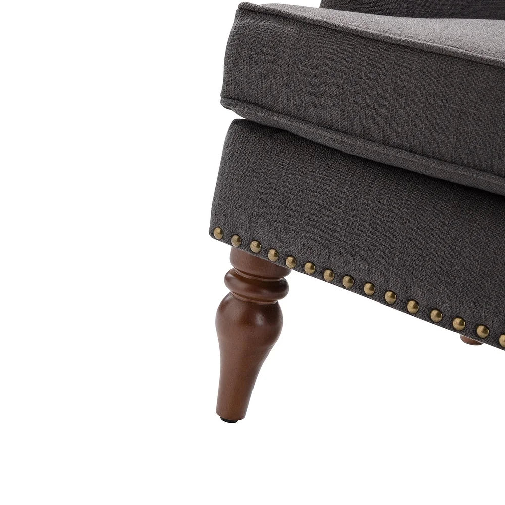 Maitê Transitional Armchair with Solid Wood Legs