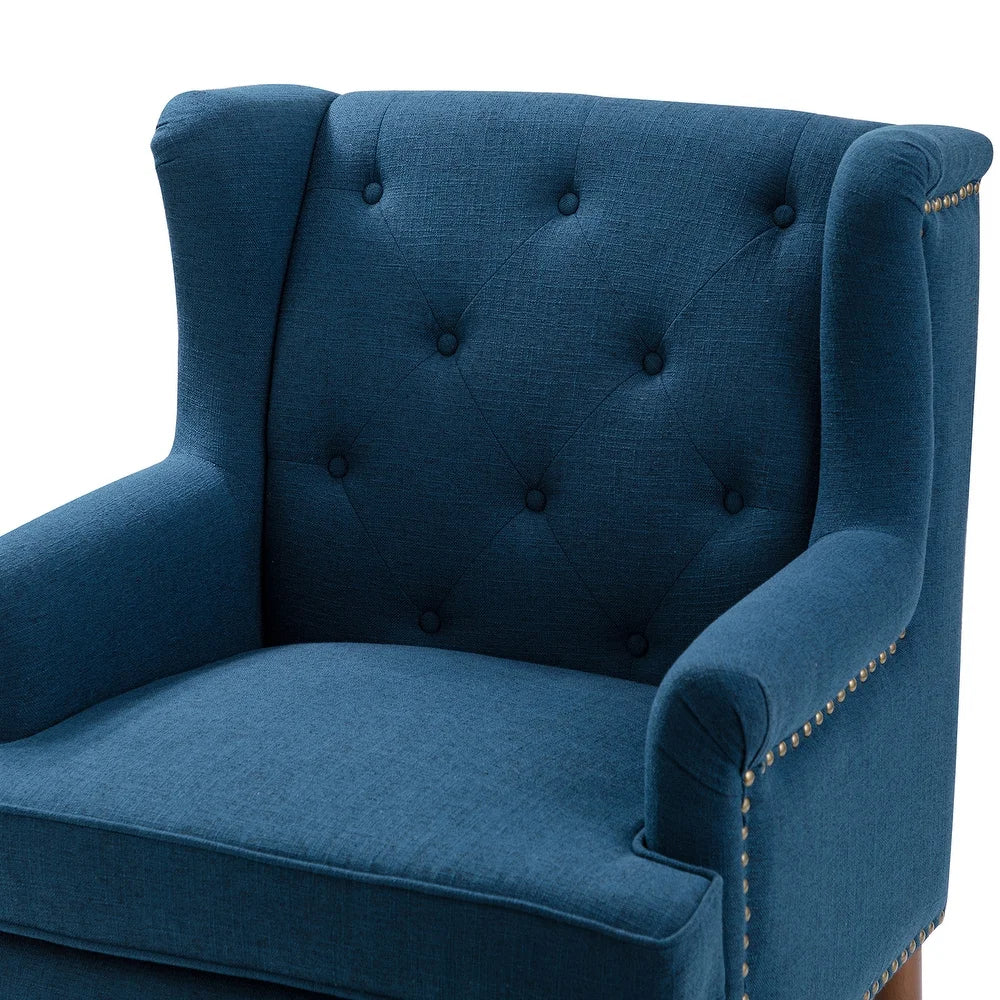 Maitê Transitional Armchair with Solid Wood Legs