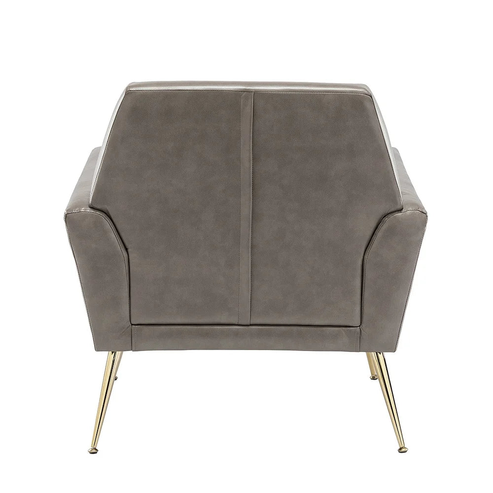 Lilia Classic Leather Button-Tufted Arm Chair with Gold Metal Legs Set of 2
