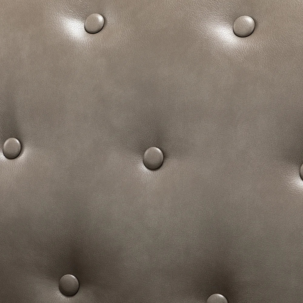 Lilia Classic Leather Button-Tufted Arm Chair with Gold Metal Legs Set of 2
