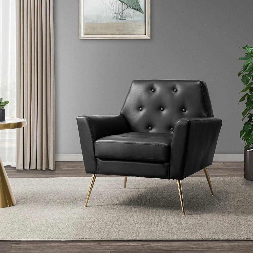 Lilia Classic Upholstered Arm Chair with Button-Tufted Back
