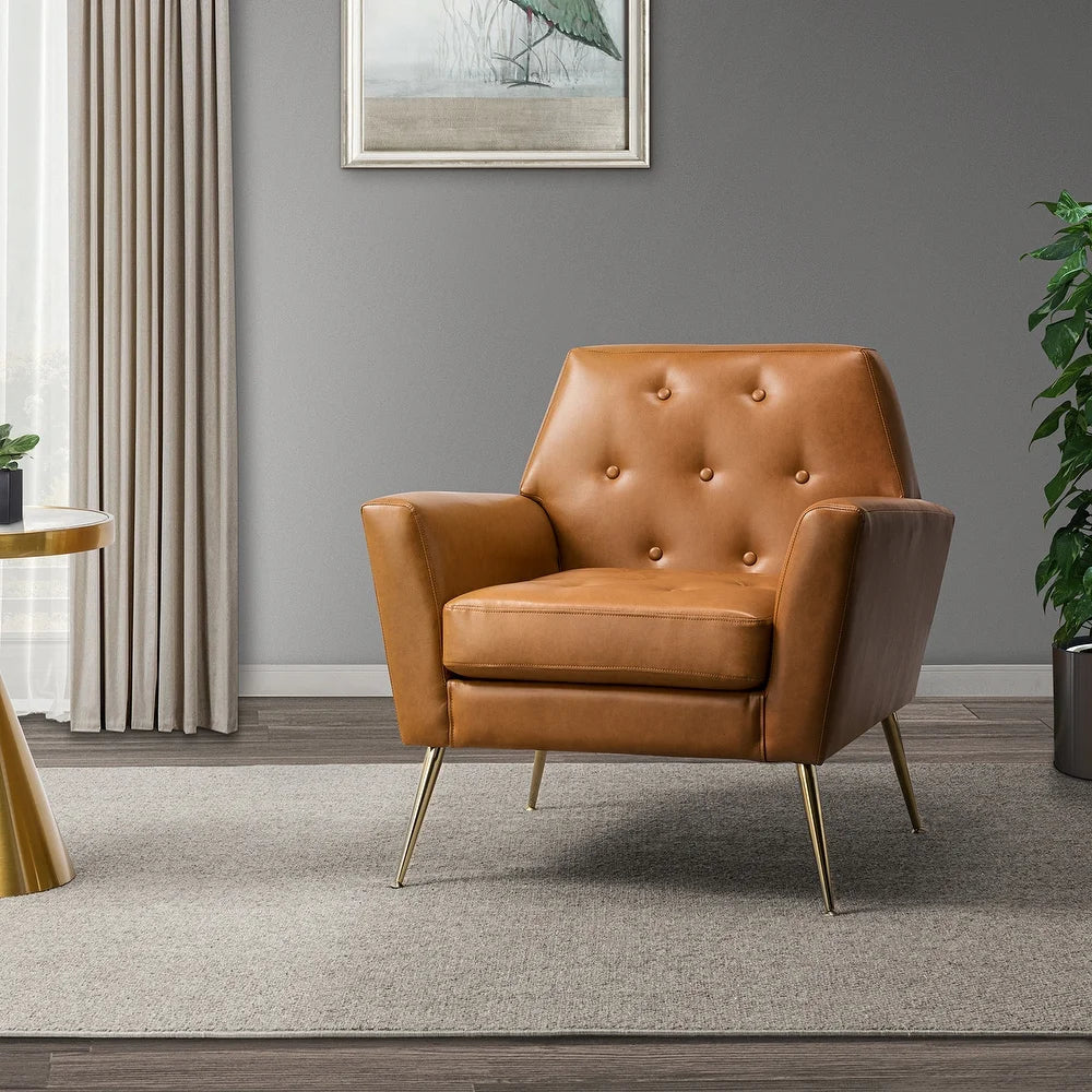Lilia Classic Upholstered Arm Chair with Button-Tufted Back