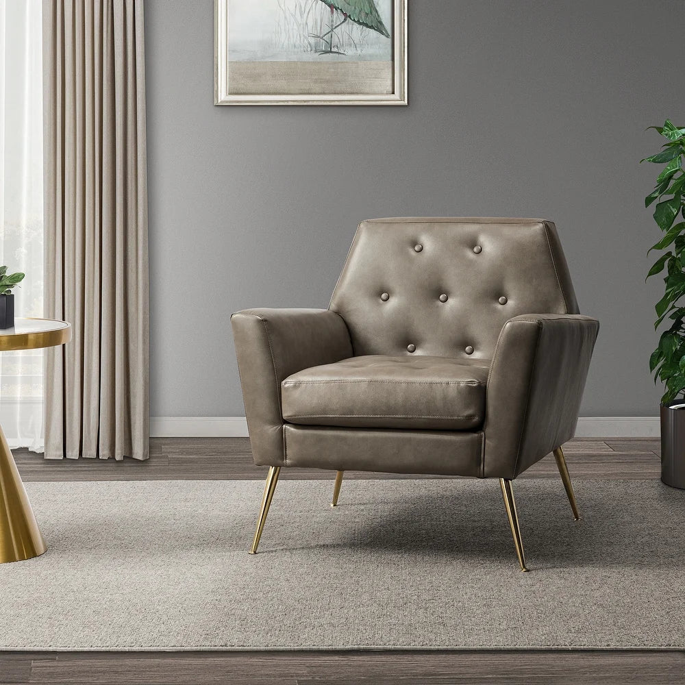 Lilia Classic Upholstered Arm Chair with Button-Tufted Back