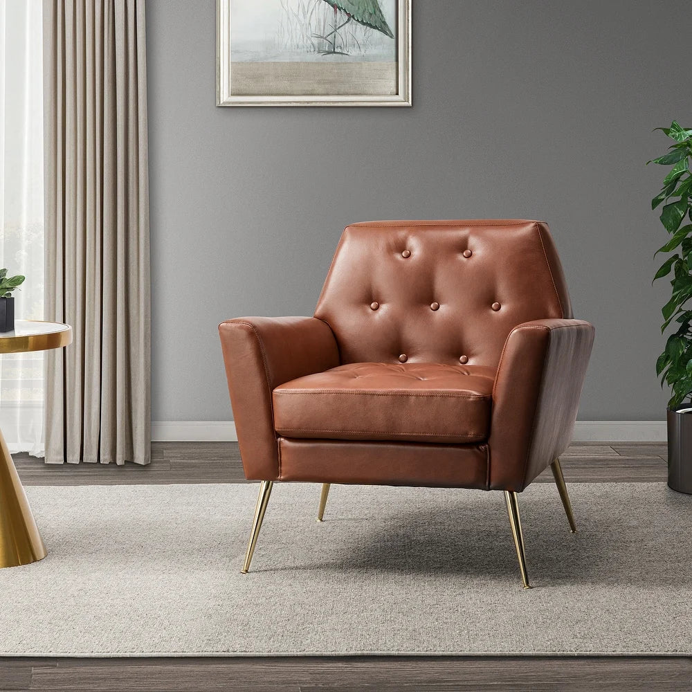 Lilia Classic Upholstered Arm Chair with Button-Tufted Back