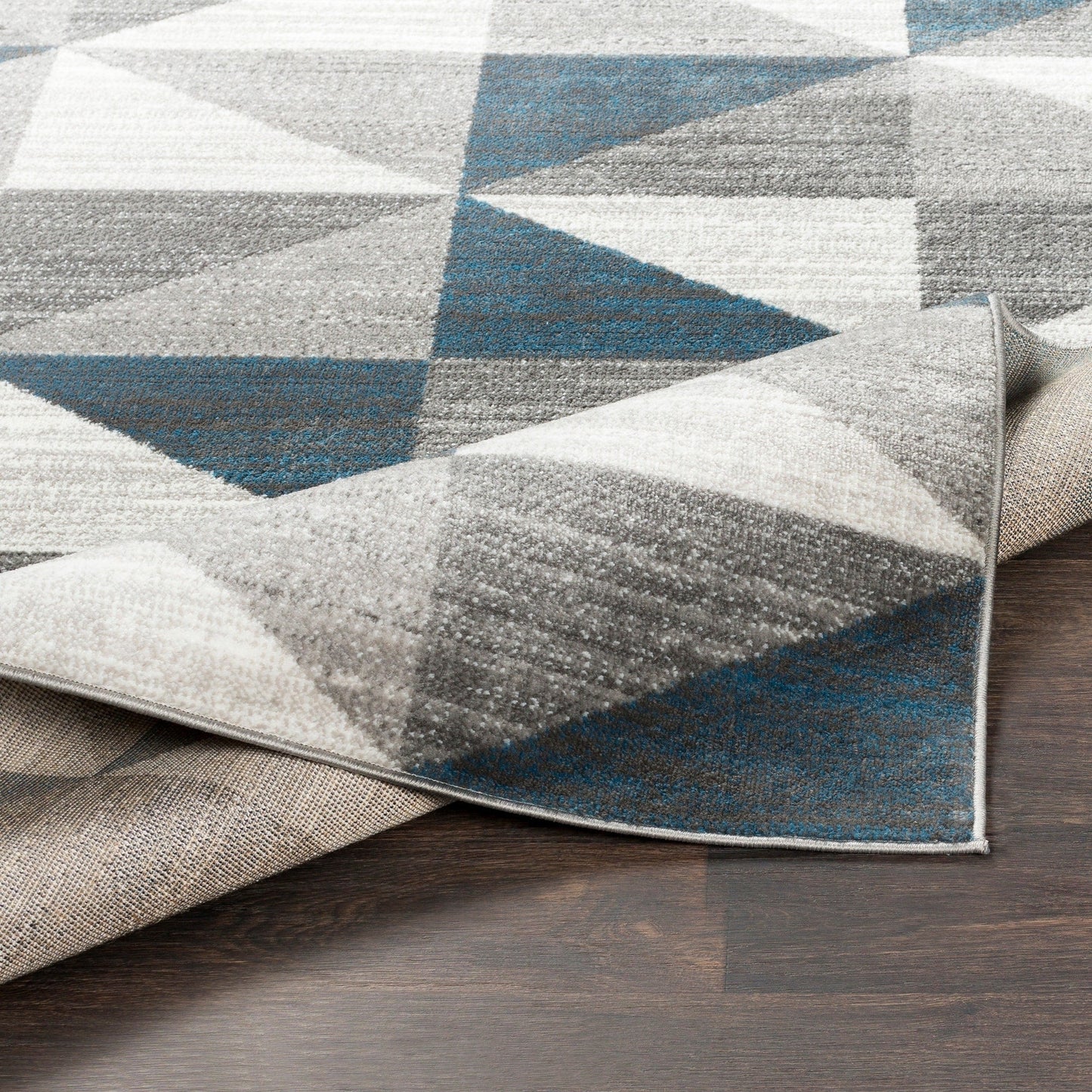 Geometric Blue Gray Area Rug