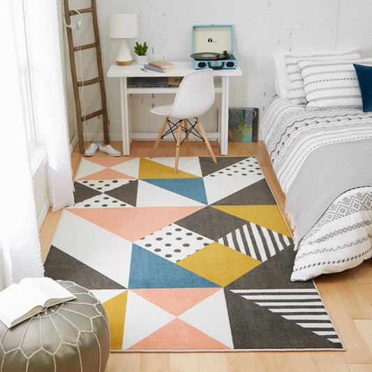 Modern Prismatic Geo Art Soft Area Rug Multi-Color