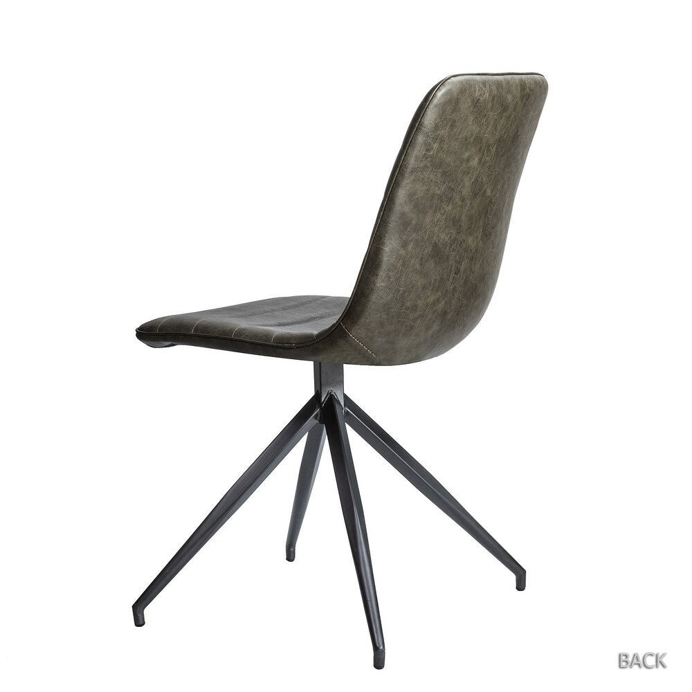 Mohra faux leather side chair with split metal legs set of 2