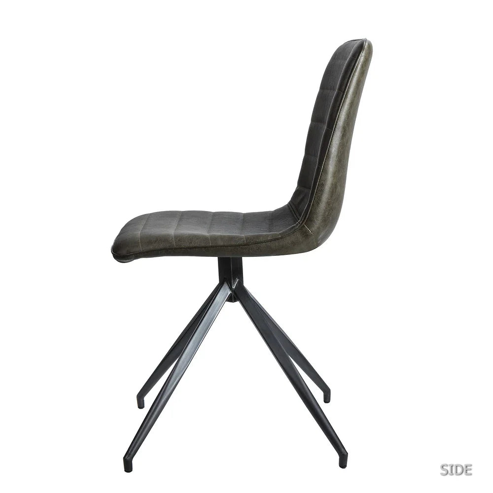 Mohra faux leather side chair with split metal legs set of 2