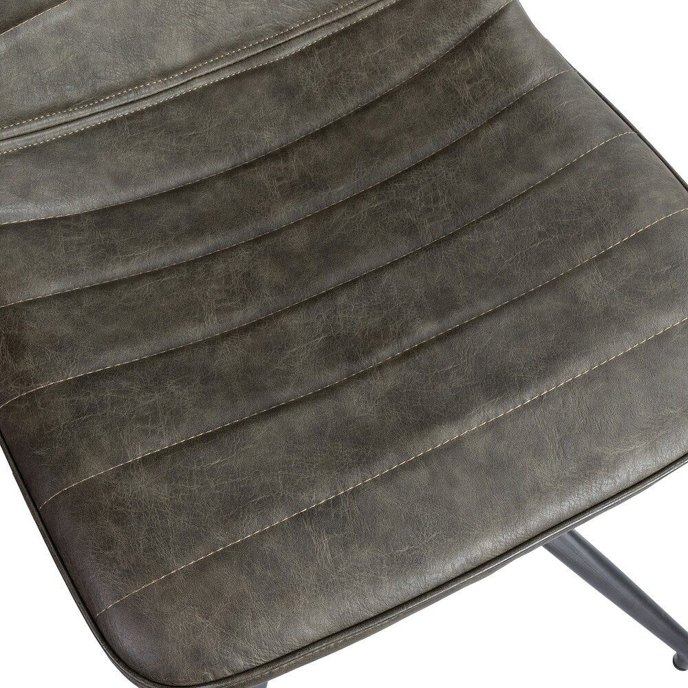 Mohra faux leather side chair with split metal legs set of 2