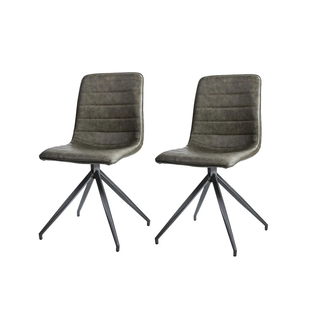 Mohra faux leather side chair with split metal legs set of 2