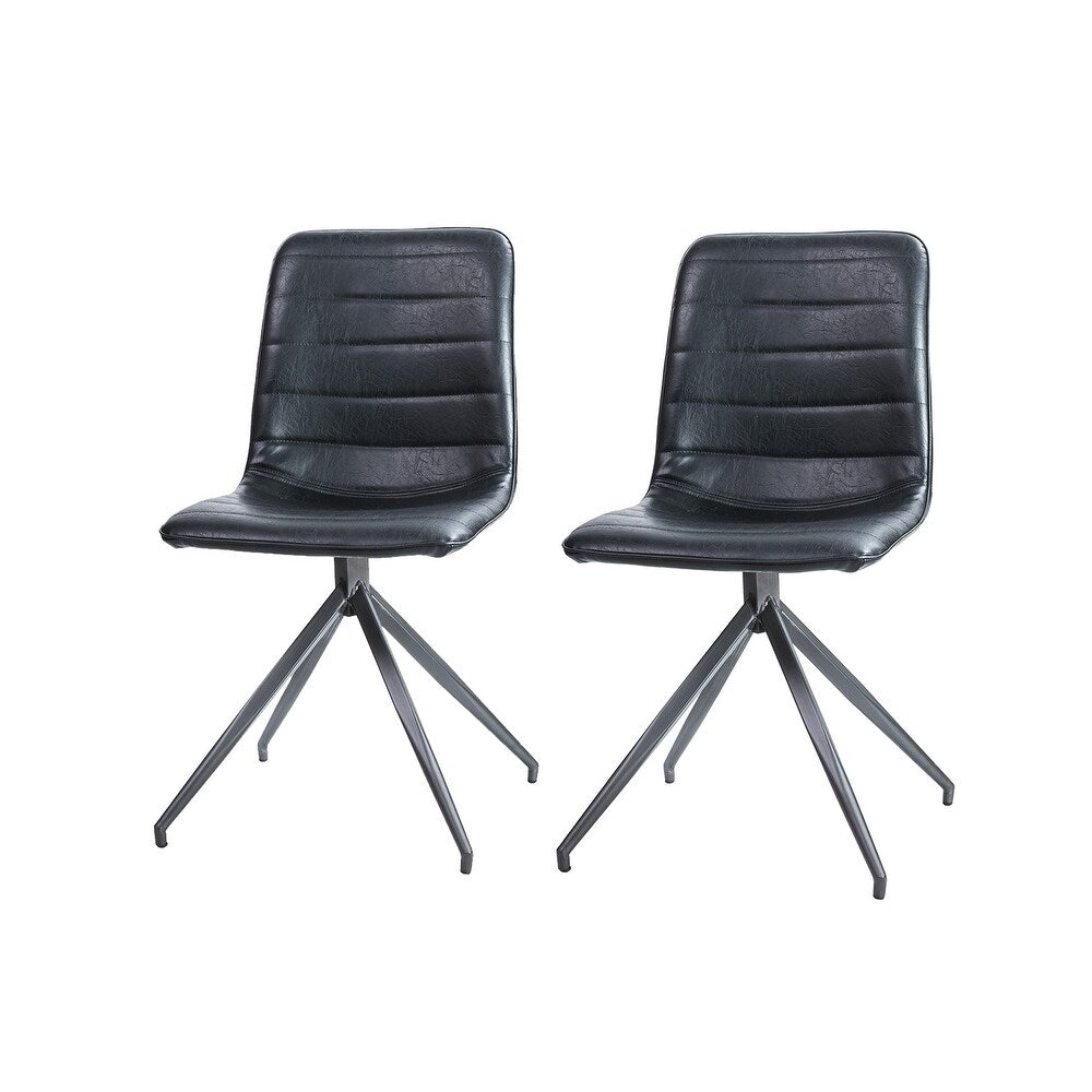 Mohra faux leather side chair with split metal legs set of 2