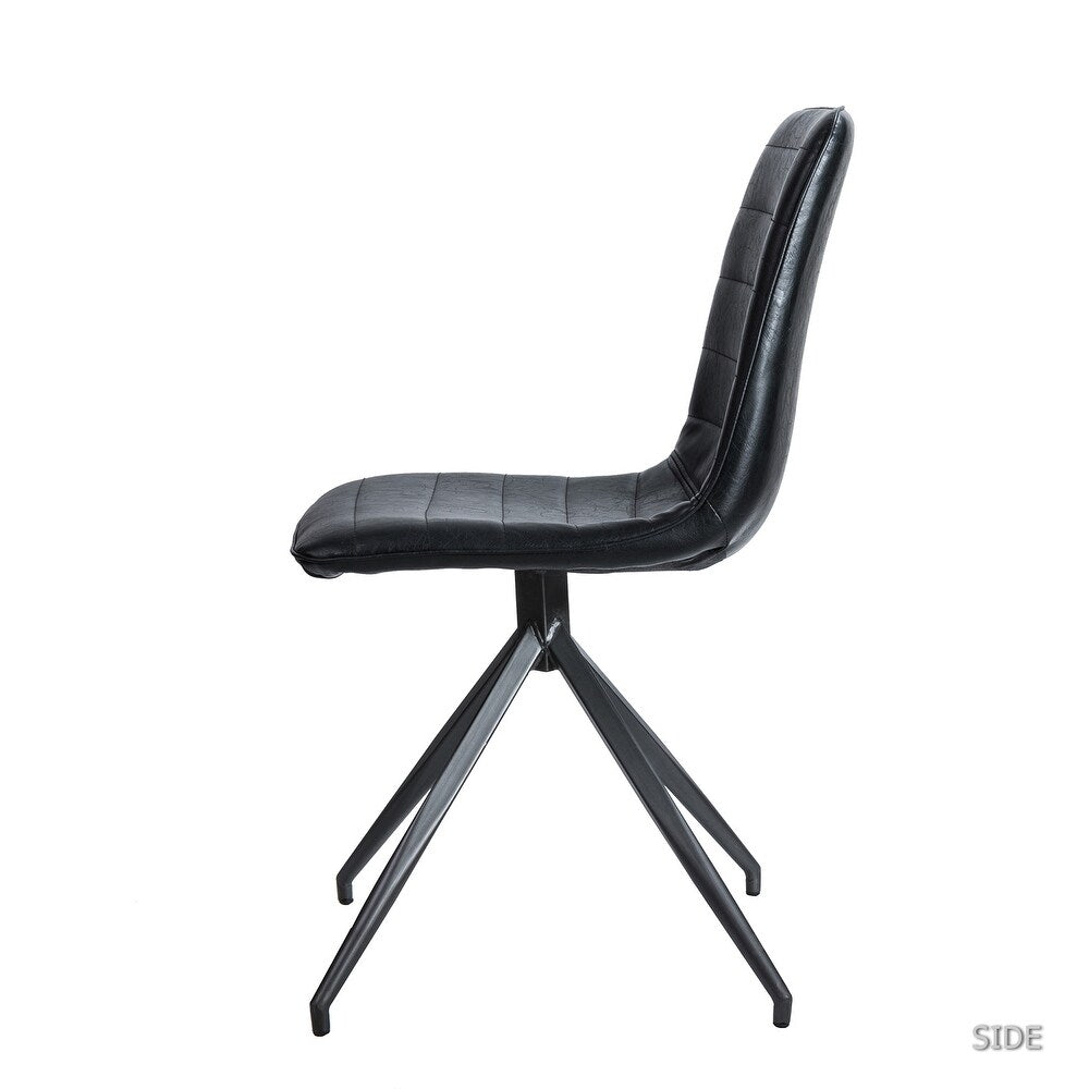 Mohra faux leather side chair with split metal legs set of 2