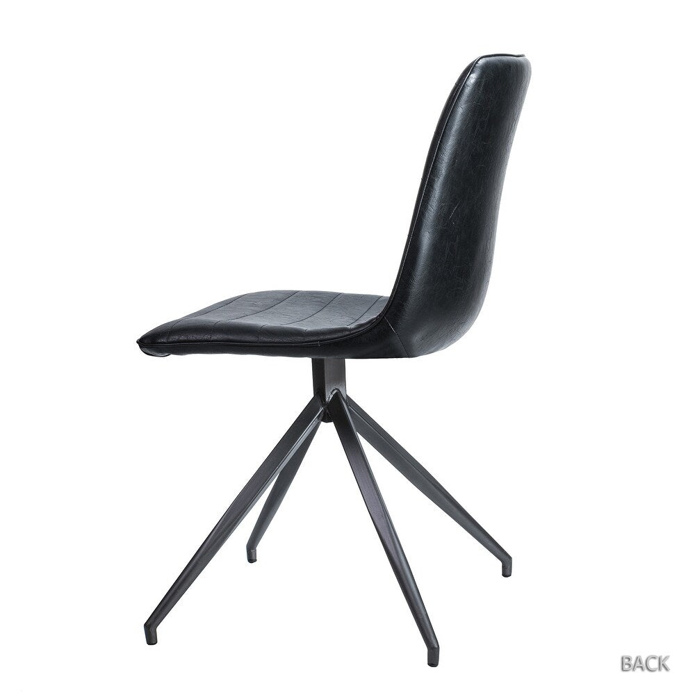Mohra faux leather side chair with split metal legs set of 2