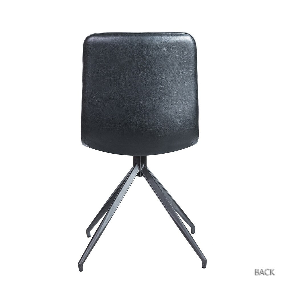 Mohra faux leather side chair with split metal legs set of 2