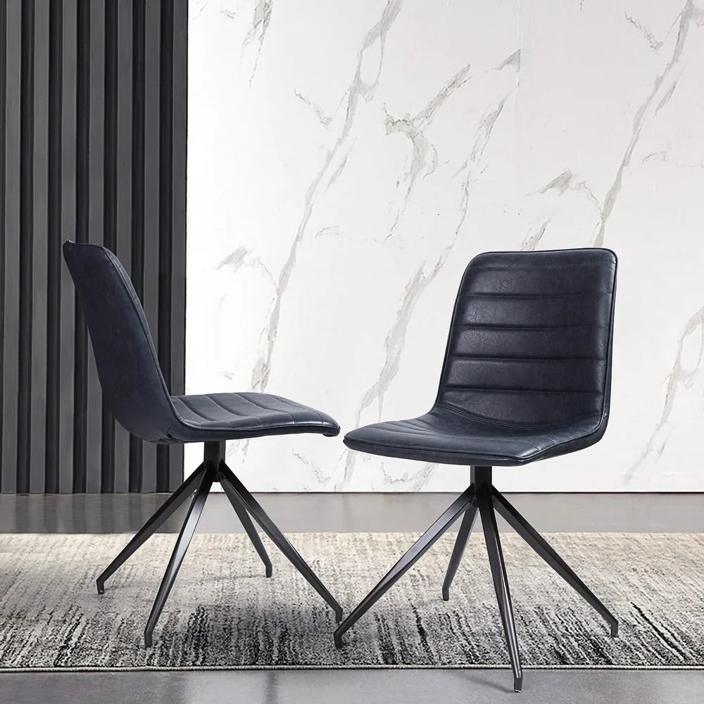 Mohra faux leather side chair with split metal legs set of 2