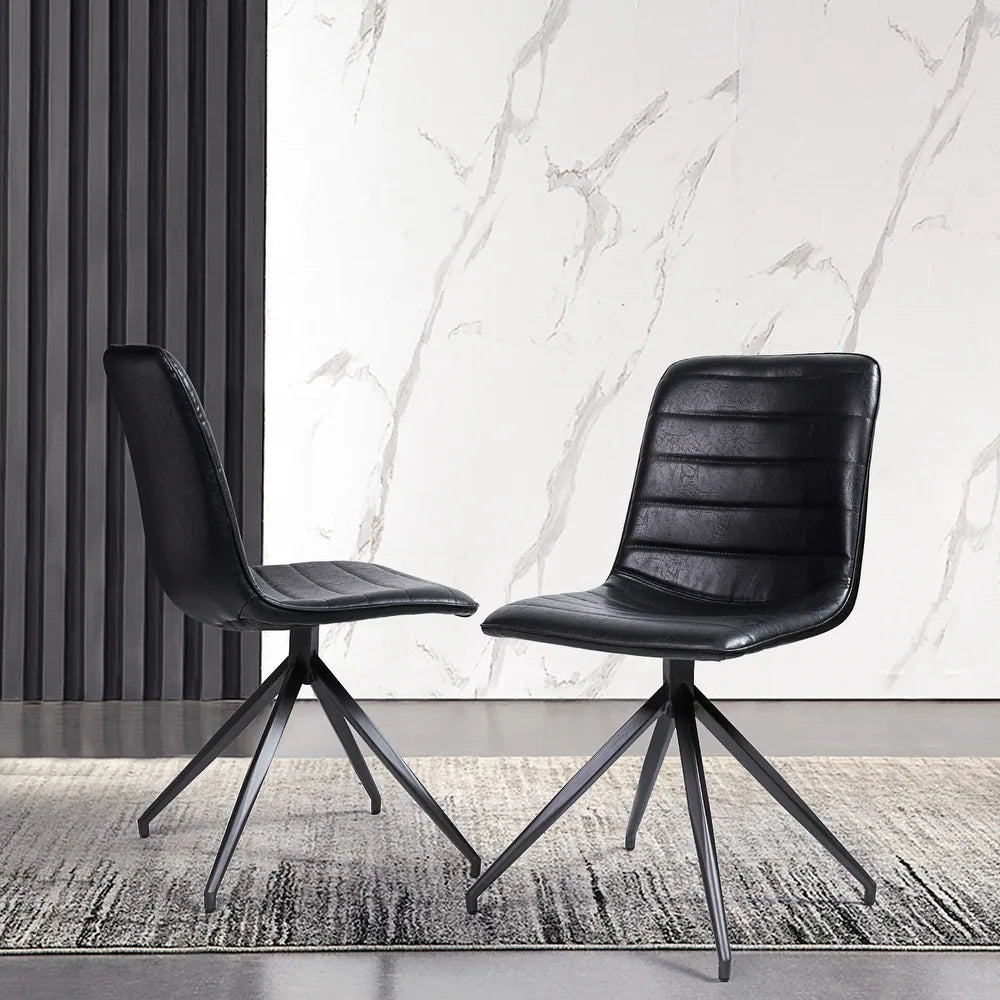Mohra faux leather side chair with split metal legs set of 2
