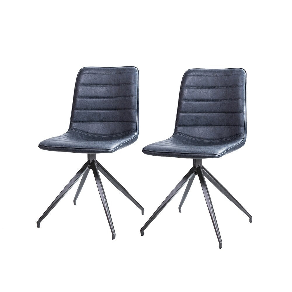 Mohra faux leather side chair with split metal legs set of 2