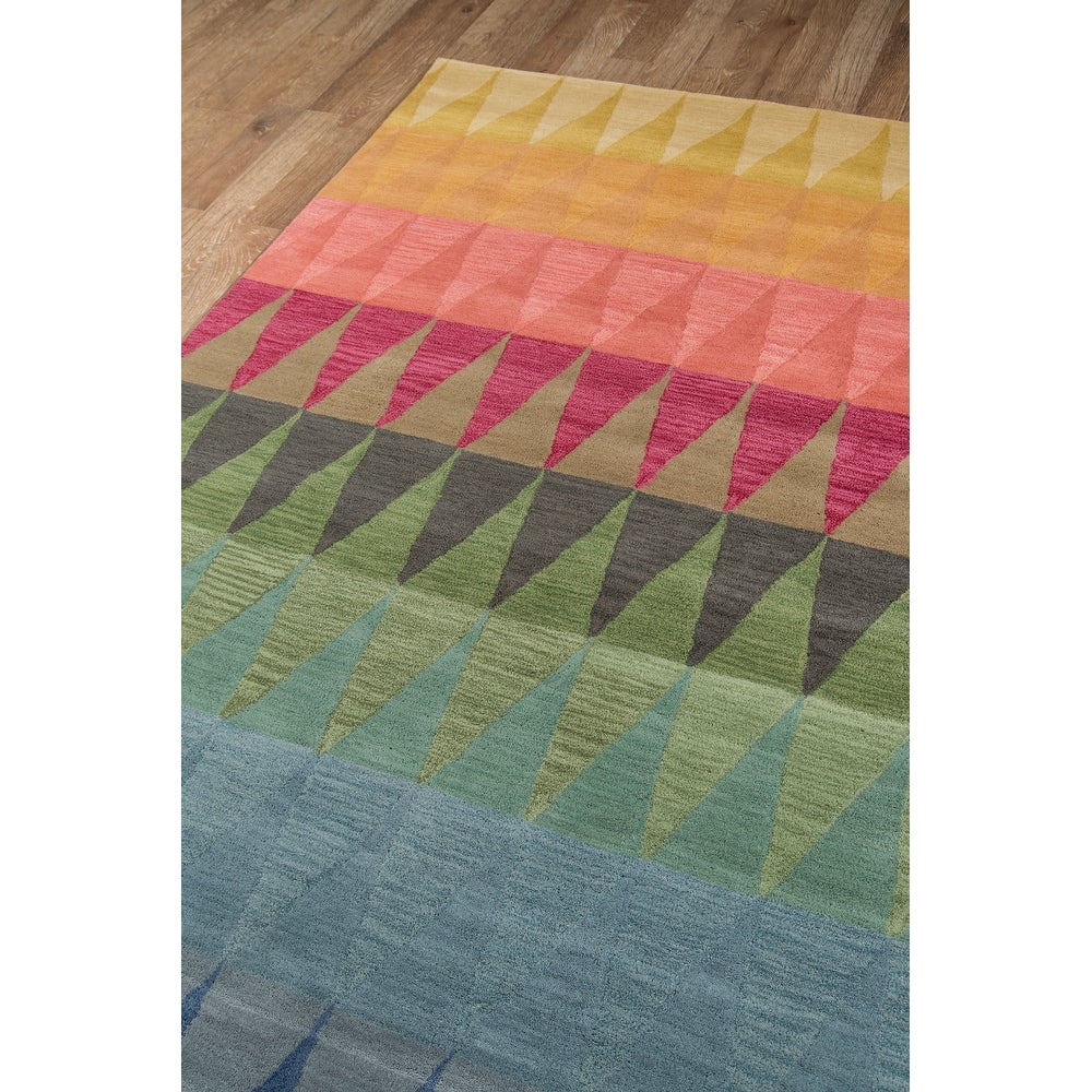 Delhi Hand Tufted Wool Contemporary Geometric Soft Area Rug - Multi Red